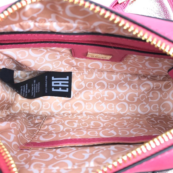 🚨Guess NWOT Womens Pink & Gold Zip Top Shoulder Bag Dust Bag Included - Picture 7 of 8
